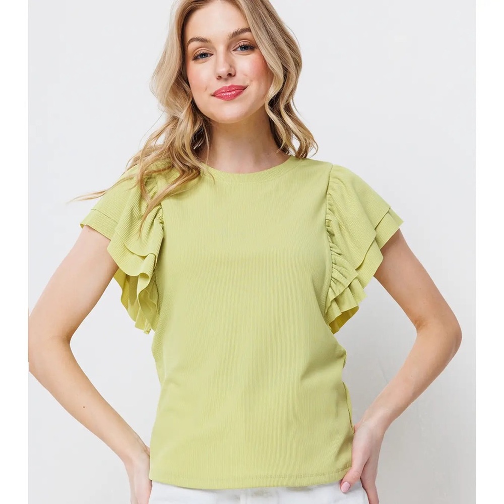 NWT Double Ruffle Knit Top
